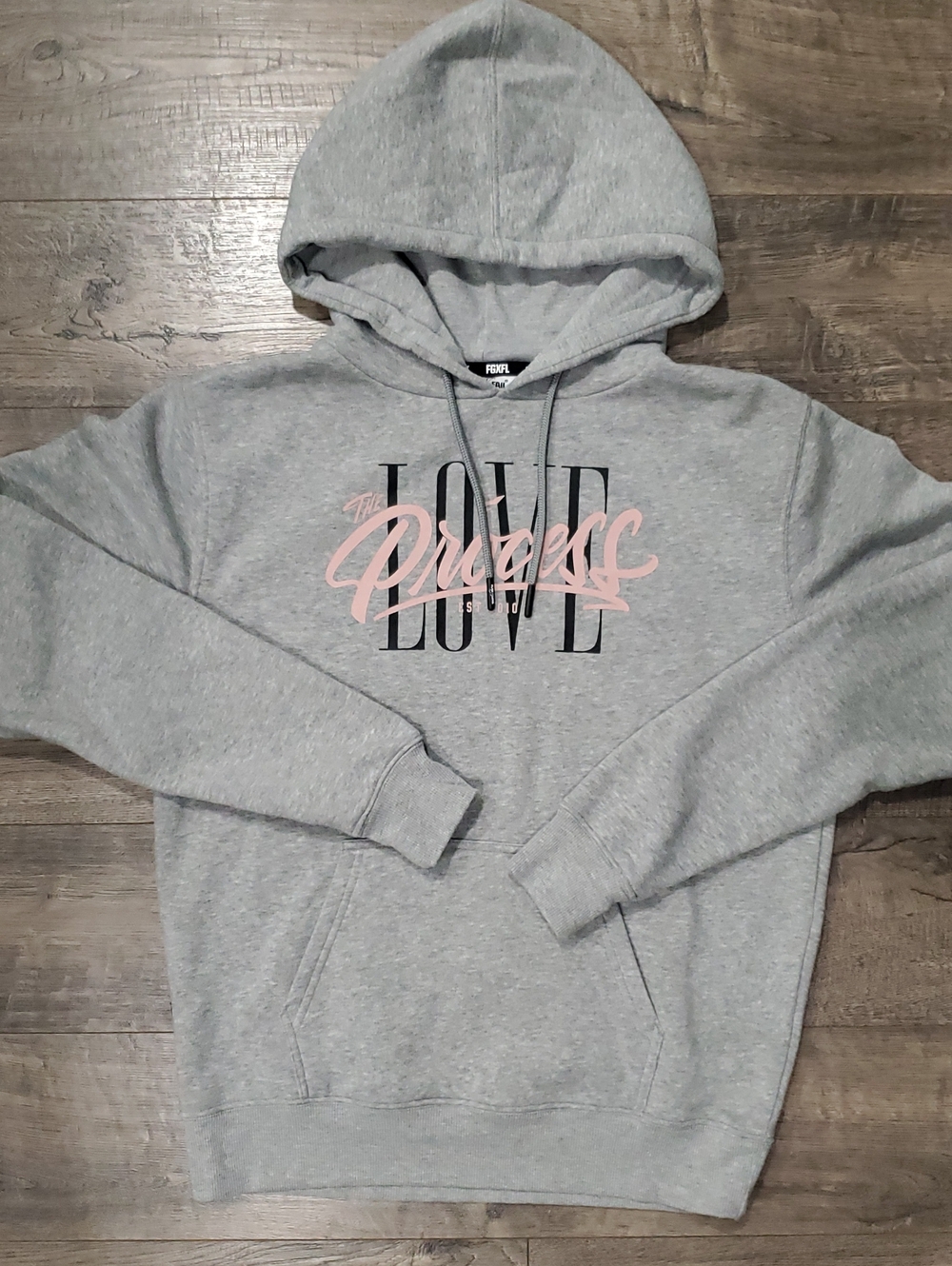 flag nor fail Gray Hoodie with Pink & Black "LOVE" Graphic